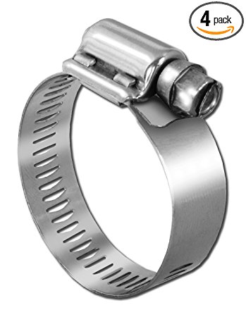 Pro Tie 33501 SAE Size 024 Range 1-1/16-Inch-2-Inch Heavy Duty All Stainless Hose Clamp, 4-Pack