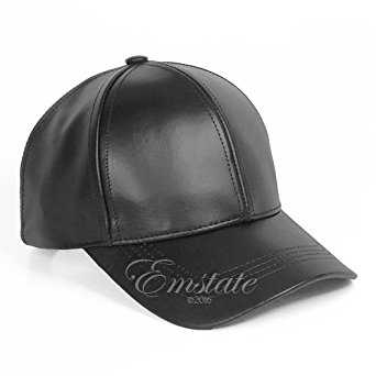 Emstate Genuine Cowhide Leather Baseball Cap Various Colors Made in USA Velcro Back