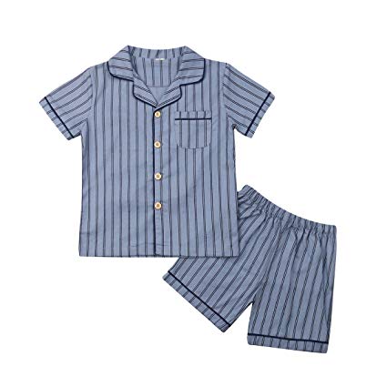 Little Boys Pajamas Shorts Set for Toddler Summer Clothes Striped Sleepwear Cotton 2 Piece Kids Pjs Size 1-6 Years