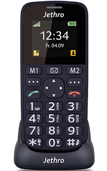 Jethro [SC118B] Simple Unlocked Quad-band GSM Senior & Kids Cell Phone, SOS Button, Easy to Use, Light Weight, Large Keyboard [Black Color]