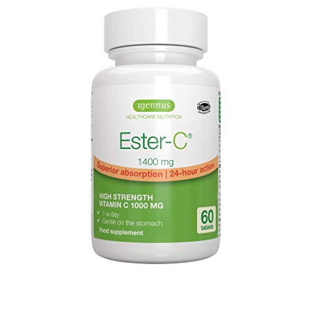 Ester-C 1400mg, High Absorption Vitamin C 1000mg, 24-Hour Immune Support, Vegan, 60 Tablets