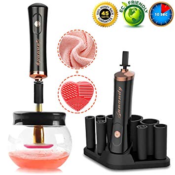 Makeup Brush Cleaner,Electric Makeup Brush Cleaner Machine Cosmetic Brush Cleaner Spinner Portable Professional Brush Cleaner Dryer Brush Cleaning Tool Fast Clean & Dry Makeup Brushes in Secs[Black]