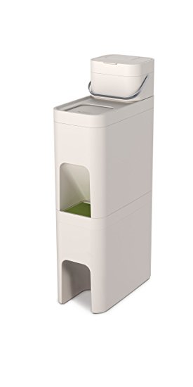 Joseph Joseph Intelligent Waste, Stack Recycling Separation System with Food Waste Caddy, 52 L - Stone