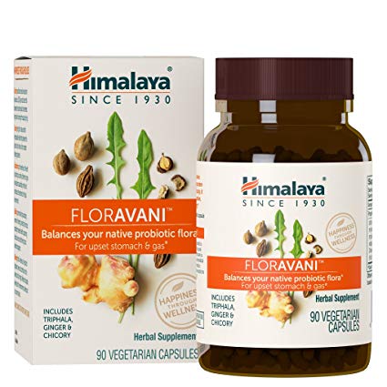 Himalaya FlorAvani, The Plant-Based Alternative to Probiotics Relieves Gas, Nausea, Heartburn & Bloating with Triphala, Chicory & Ginger. 271 mg, 90 Caps, 1 Month Supply