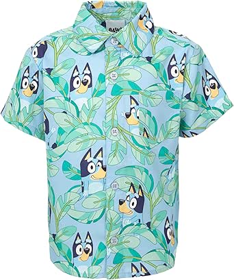 Bluey Bingo Hawaiian Button Down Dress Shirt Toddler to Big Kid