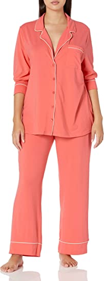 Amazon Essentials Women's Cotton Modal Long-Sleeve Shirt and Full-Length Bottom Pajama Set (Available in Plus Size)