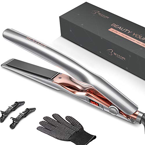 BESTOPE Hair Straightener, Straightens & Curls with Adjustable Temp, Ceramic Tourmaline Straightening Flat Iron for Healthy Styling, Curling Iron for All Hair Type