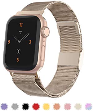 iGK Compatible with Apple Watch 38mm Band 40mm 42mm 44mm,Stainless Steel Mesh Wristbands with Adjustable Magnet Lock for iWatch Series 1/2/3/4/5