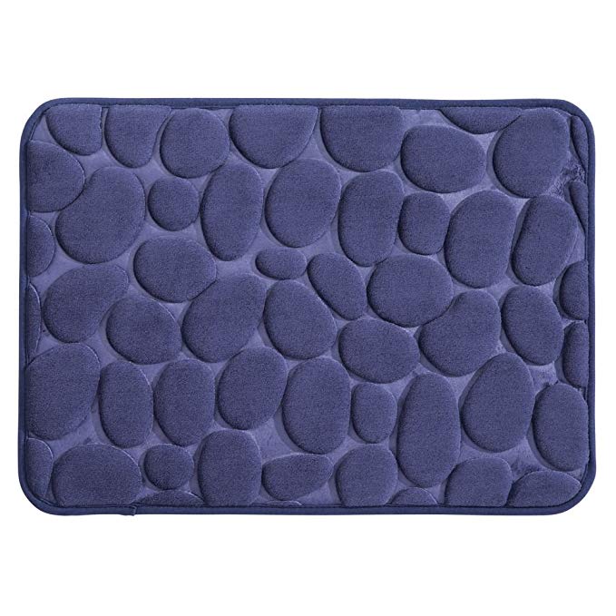 InterDesign Bathroom, 24" x 17" Memory Foam Pebble Mat - Small - Navy