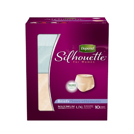 Depend Underwear Silhouette Max Absorbency - Large/X-Large for Women, 10 Count