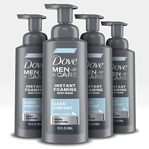 Dove Men Care Foaming Body Wash to Hydrate Skin Clean Comfort Effectively Washes Away Bacteria While Nourishing Your Skin 13.5 oz 4 Count