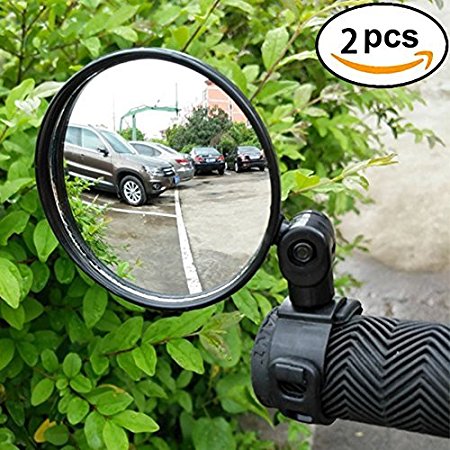 2-pack Adjustable Rotatable Handlebar Glass Mirror for Mountain Road Bike Cycling Bicycle