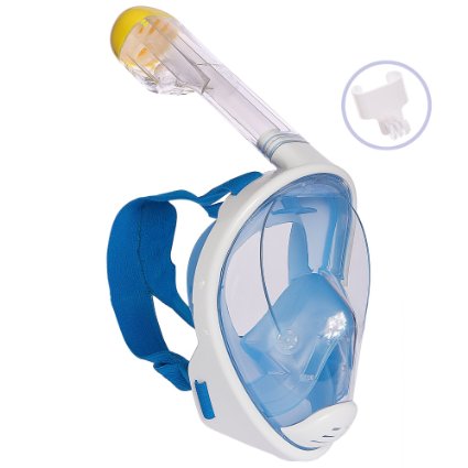TOP RATED Snorkel Mask By Azorro - Full Face Snorkeling Mask With Anti-FogAnti-Leak Technology With Ventilation Tube- Award Winning 180 Degrees Viewing Area