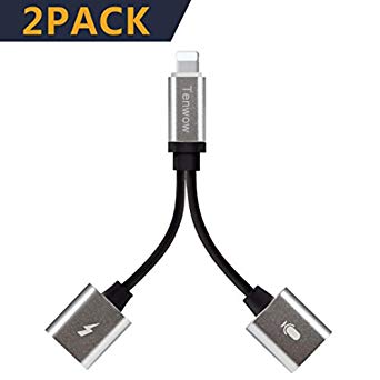 Tenwow [2Pack] Compatible Headphone Jack Audio Adapter Dongle Audio Charge Phone Call Volume Control Replacement for Phone 7/7P/8/8P/X Support iOS 10.3, iOS 11 or Later[Silver-Black]…