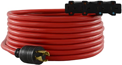 Conntek 20501 Generator Power Cord 25-Foot 20 Amp 125/250 Volt 4 Prong Male Plug To 15/20 Amp Female Connector