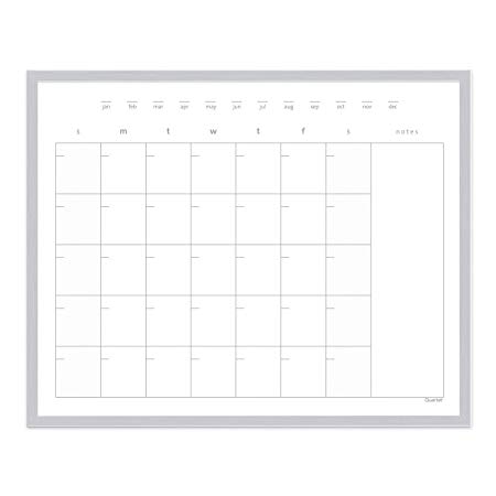Quartet Dry Erase Calendar Board, Whiteboard/Whiteboard, Magnetic, 16" x 20", Aluminum Frame (63537)
