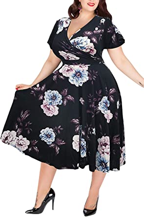 Nemidor® Women's V-Neckline Stretchy Casual Midi Plus Size Bridesmaid Dress