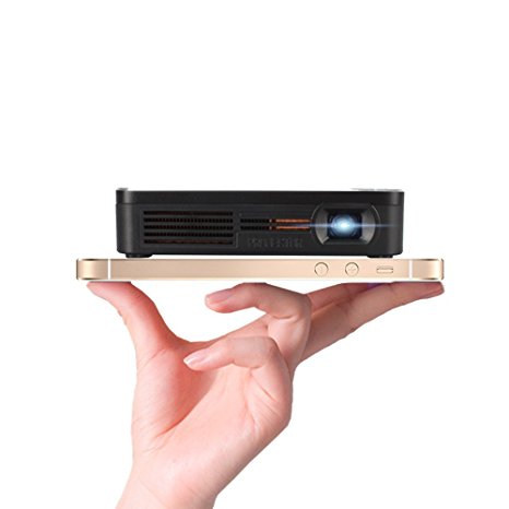 UHURU@ Palm-sized Mini WIFI Video Projector for Movies, Presentations, Home Theater, Office, Outdoor with 120min Battery Play, 120'' Display, Portable and Rechargeable (Black)