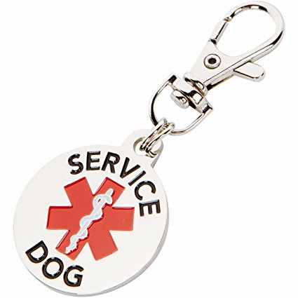 DOUBLE SIDED SERVICE DOG with Red Medical Alert Symbol 1.25 inch Durable Dog Tag