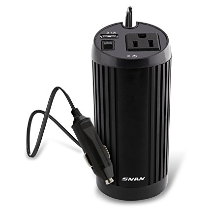 SNAN 150W Car Cup Holder Power Inverter DC 12V to AC 110V Power Adapter with USB Port and AC Outlet