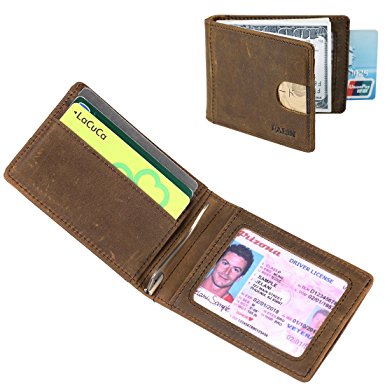 Front Pocket Wallets for Men Slim RFID Bifold Minimalist Money Clip Card Case -Made From Full Grain Leather Pabin