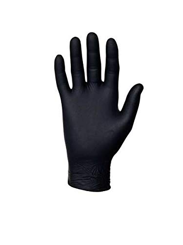 Microflex MK-296 Black Disposable Nitrile Gloves, Latex-Free, Powder-Free Glove for Mechanics, Automotive, Cleaning or Tattoo Applications, Medical/Exam Grade, Size Large, Box of 100 Units