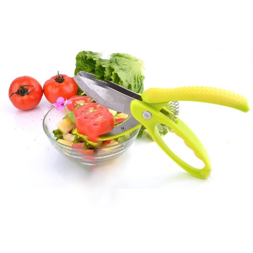 [Deals Sales Today 2016] IBEET Vegetable Herb Salad Toss and Chopper Tongs / Slicer / Scissors / Shears with Stainless Steel Blades (Green)