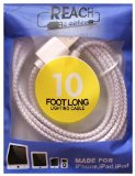 10 Foot Long iPhone iPad Charging Cord For iPhone 6 iPhone 5 iPad Air Mini and iPod - This EXTRA LONG Lightning Cable Is Constructed Of Braided Fabric and Is Guaranteed To Be More Durable Than Certified Apple Lightning Cords