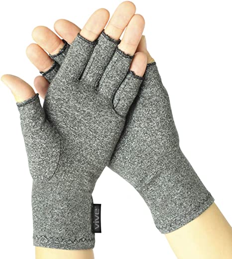 Vive Arthritis Gloves - Compression Gloves for Rheumatoid & Osteoarthritis - Hand Gloves Provide Arthritic Joint Pain Symptom Relief - Men & Women - Open Finger (Small)