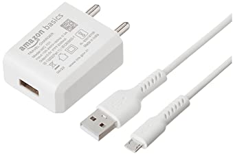 Amazon Basics 2 Amp USB Wall Charger & Micro USB Cable (White)