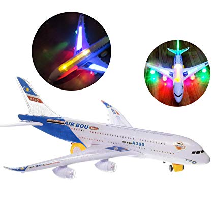 Top Race A380 Airplane Toys for 1 2 3 4 5 6 7 Years Old and up Plane Toy Model with Lights and Music, Bump and Go Airpalne Toy for Boys and Girls…