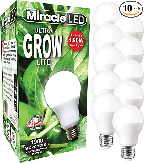 604762 MIRACLE LED ULTRA Grow Commercial Hydroponic  LED Grow Light 12W Replaces 150W (10-Pack)