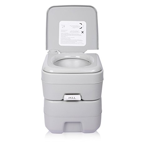 Excelvan 20L Travel Portable Toilet 5 Gallon Flush Porta Potti 130kg Bearing Safe Outdoor/Indoor Camping Waste Dustbin Sanitation Tool