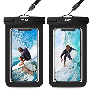 JOTO Universal Waterproof Pouch, IPX8 Waterproof Cellphone Dry Bag Underwater Case for iPhone Xs Max XR X 8 7 6S Plus, Galaxy S10 Plus S10e S9 S8  /Note 9 8, Pixel 3a 3 2 XL up to 6.5" -2 Pack, Black