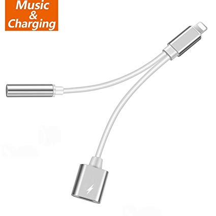 LYZZO 3.5 mm Headphone Adapter for iPhone Charger Adapter 3.5mm Jack Dongle Earphone Aux Audio & Charge Compatible for iPhone X/XS/XS MAX/XR/8/8 Plus/7/7 Plus Charging&Music at The Same time Adaptor