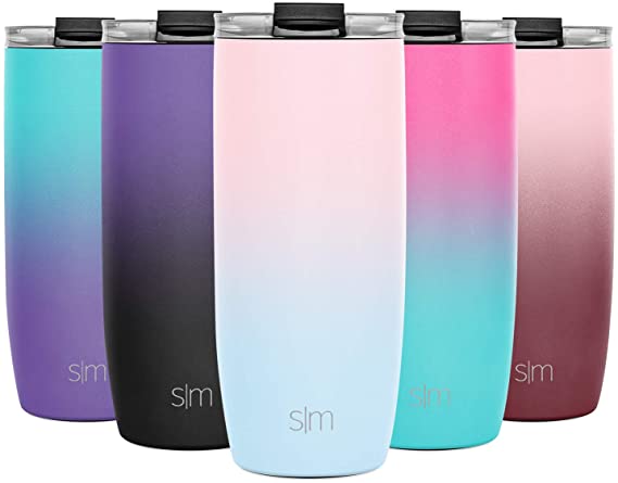 Simple Modern 20oz Voyager Travel Mug Tumbler w/Clear Flip Lid & Straw - Coffee Cup Vacuum Insulated Flask 18/8 Stainless Steel Hydro Water Bottle Ombre: Sweet Taffy