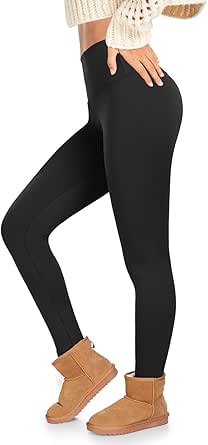 ACTINPUT Fleece Lined Leggings Women High Waist Thick Thermal Leggings Winter Warm Stretchy Leggings Tights