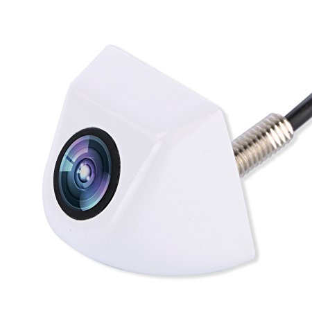 Car Front/Side/Rear View Camera, Chuanganzhuo Universal High Definition Waterproof Wide Angle Normal Image Car Reverse Backup Rear/Front Side View Camera With Distance Scale Line,White