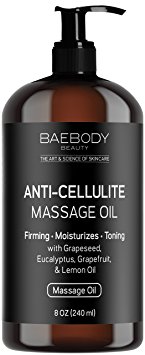 Baebody Anti Cellulite Treatment Massage Oil, Pure & All Natural Ingredients, Reduces Appearance of Cellulite, Improves Skin Firmness, Penetrates Skin 6X Deeper than Cellulite Cream, 8 OZ