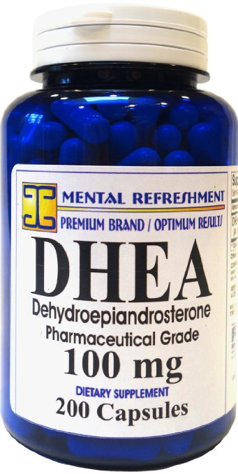 Mental Refreshment DHEA 100MG 200 Caps - Promotes optimal hormone levels for Men and Women 1 Best