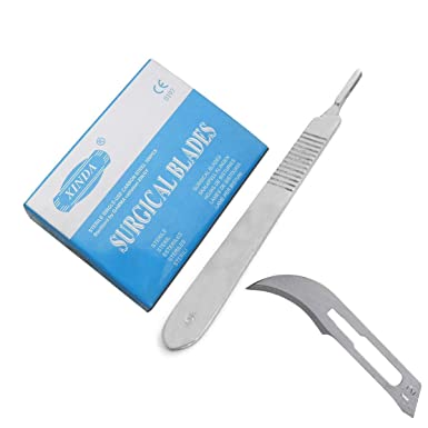 OdontoMed2011 Box of 100 Pieces Carbon Steel Scalpel Blade STERILE #12 with Free Handle # 3