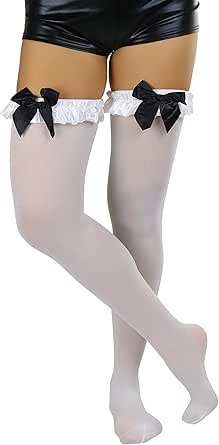 ToBeInStyle Women's Thigh High W/Ruffle Trim Top & Bow