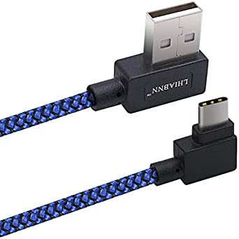 Micord 2 Pack 3.3ft Braided Right Angle Type C USB Cable, 90 Degree USB 3.1 Type C (USB-C) Male to USB 2.0 Type A Male Connector Sync & Charging Compatible with Apple New MacBook Pro 12 Inch