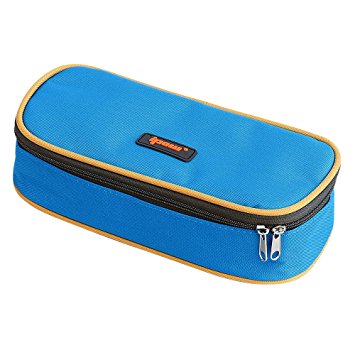 1 Pack of Blue Color Pencil Holder,Ipow Big Capacity Multifunction Canvas Pencil Case Bag Storage Organizer With Double Zipper For Students Stationery