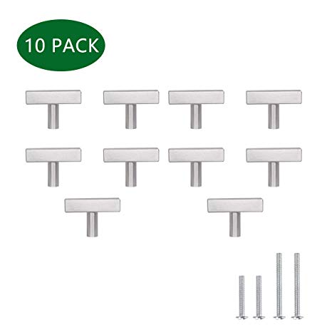 (10 Pack) Silver Cabinet Knobs Single Hole 2inch Stainless Steel Handles for Kitchen Cabinet, 2IN (50MM) Bathroom Cabinet Knobs and Pulls Square,YTHD1212BN-10PTMC-1