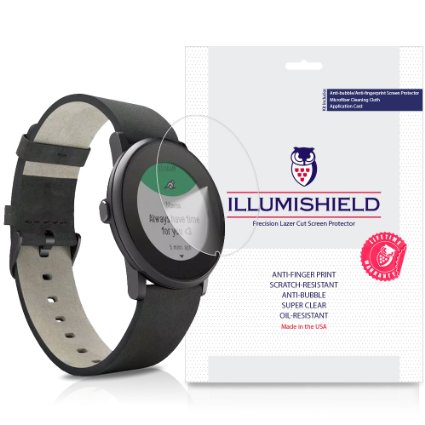 iLLumiShield - Pebble Time Round 20mm Screen Protector Japanese Ultra Clear HD Film with Anti-Bubble and Anti-Fingerprint - High Quality Invisible Shield - Lifetime Warranty - [3-Pack]