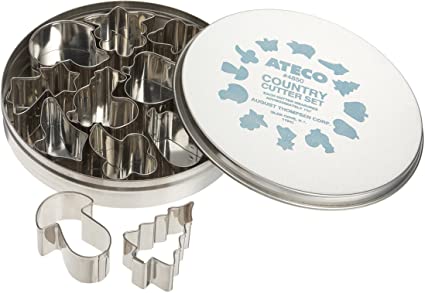 Ateco Plain Edge Country Life Cutters in Assorted Shapes, Stainless Steel, 12 Pc Set