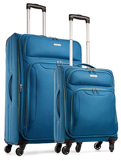 TravelCross Barcelona Luggage 2 Piece Lightweight Expandable Spinner Set - Light Blue