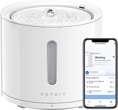 PETKIT Automatische Intelligenter Trinkbrunnen für Katze und Hund, Drahtlose Wasserpumpe,2L Sichtbarer Wasserstand mit Filter,App-gesteuert, Ultraleise