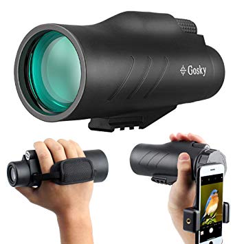 10x50 HD Monocular with Scope Mounting Base Rifle Rail- Gosky New Waterproof Distantance Measuring Monocular with Crosshair and Smartphone Holder for Hunting Survival Wildlife Bird Watching Secenery